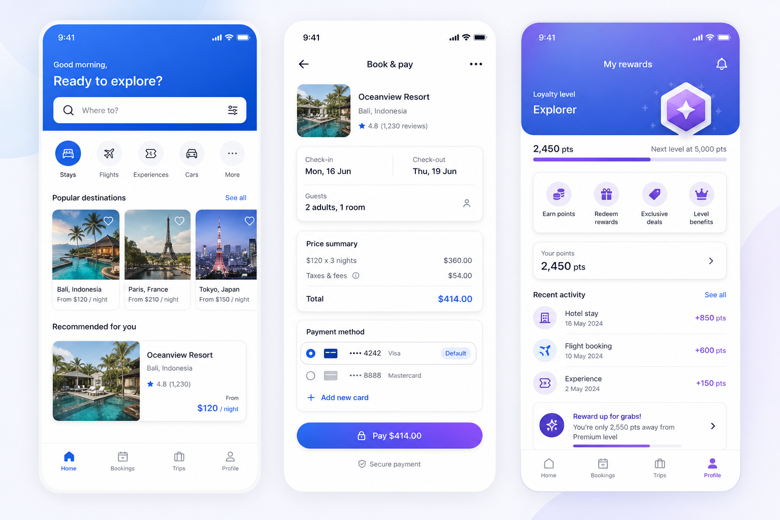Customer-Facing Mobile App mobile screens