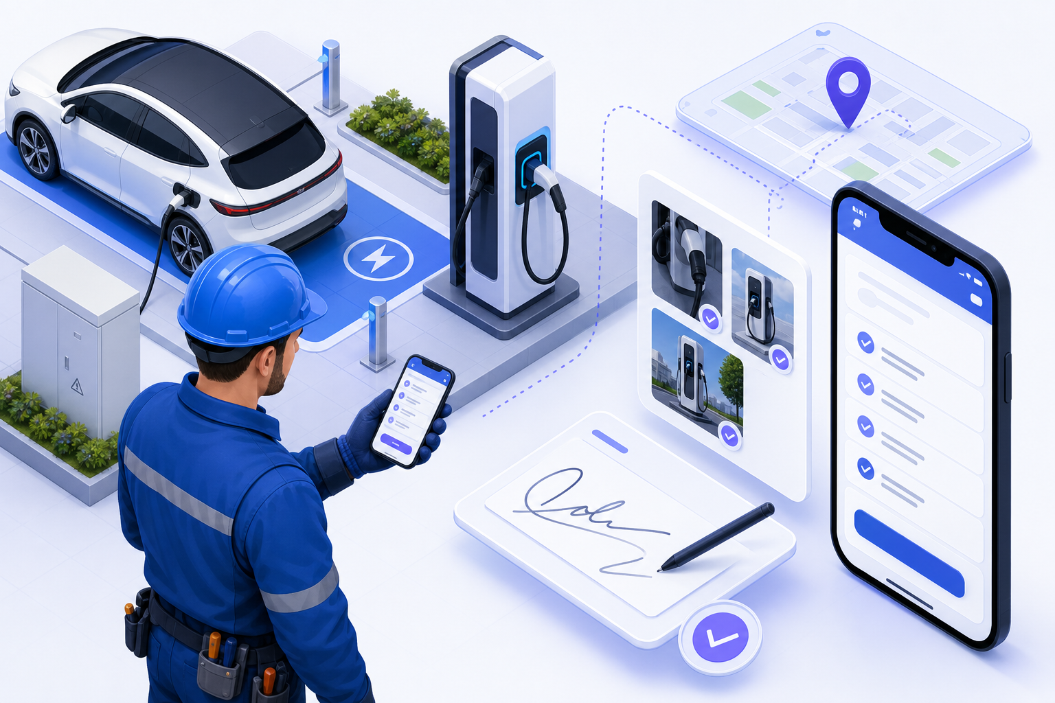 EV Charger Installation — Mobile Apps illustration