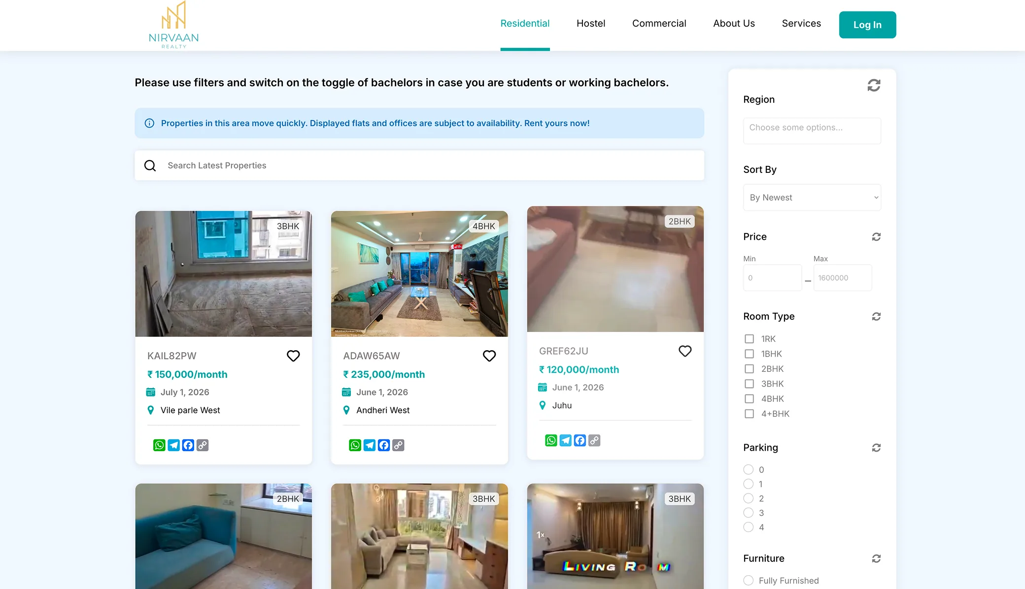 Student housing marketplace on Bubble