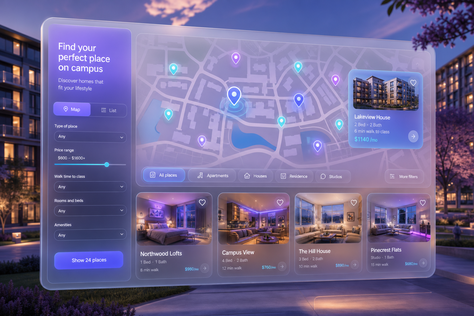 Built a no-code property discovery platform on Bubble for student housing